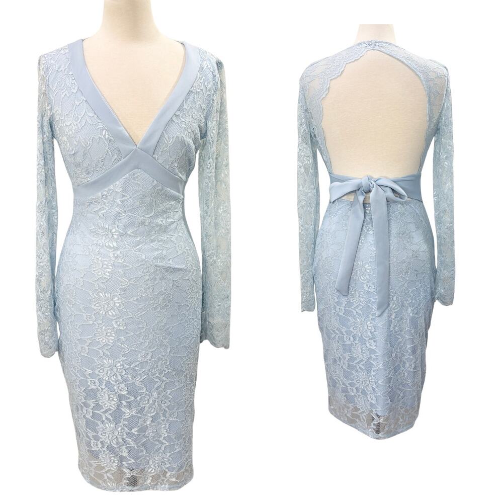 City Goddess London Size 6 Babydoll Dress Pale‎ Blue Lace Wedding Guest Coquette